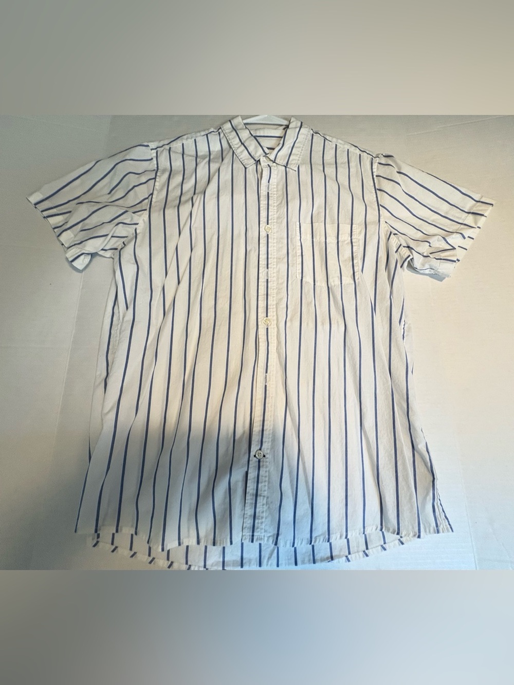GAP White Button-Down Shirt with Blue Stripes